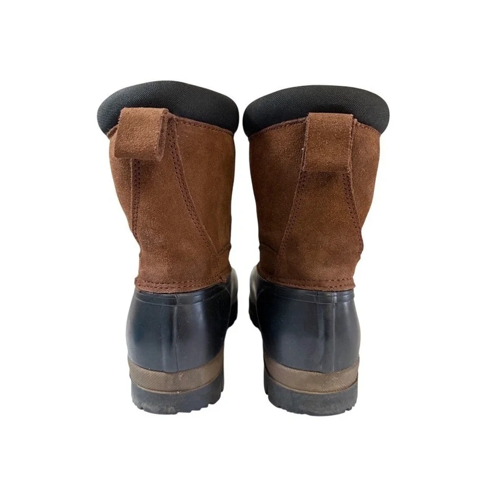 Comfortemp Womens Brown Suede Black Rubber Front Zip Duck Boots Size 8